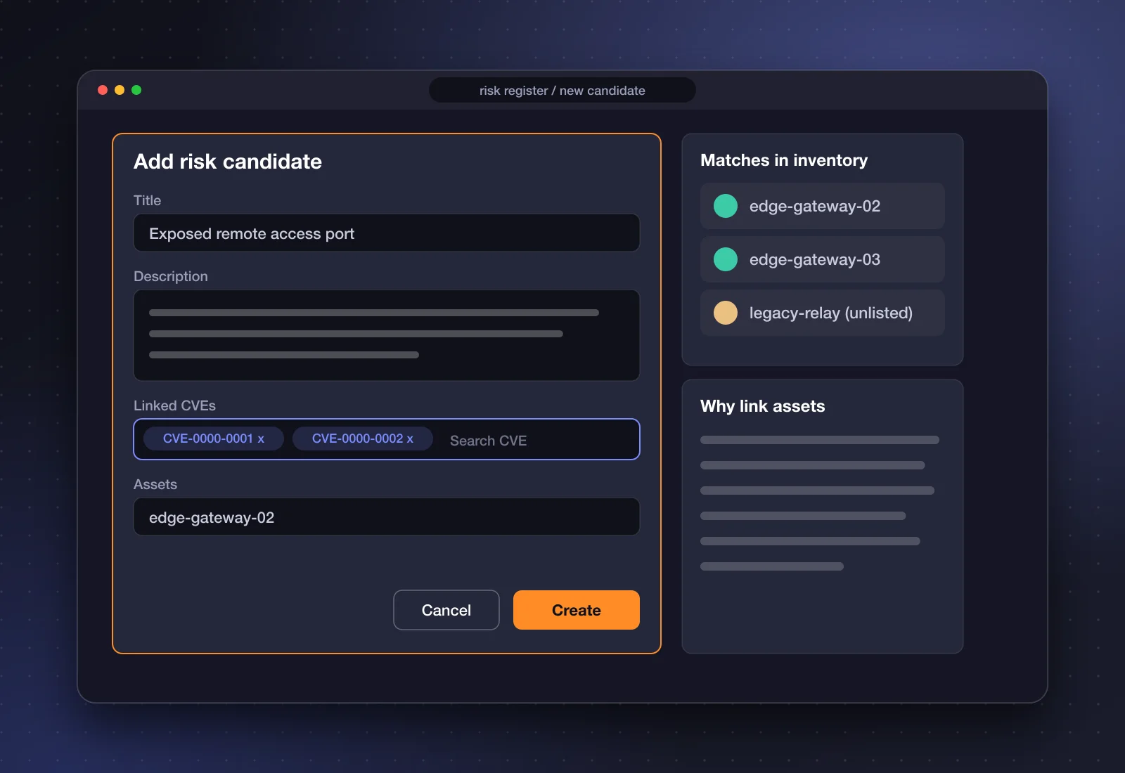 Cyber Risk Register, view 2